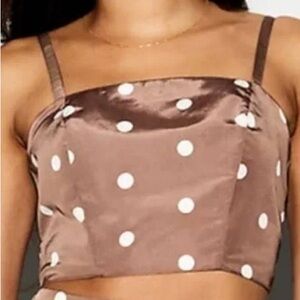 NWT The Ovcasion by Old Navy- Taffeta Elegant Brown Polka Dot Satin Camisole